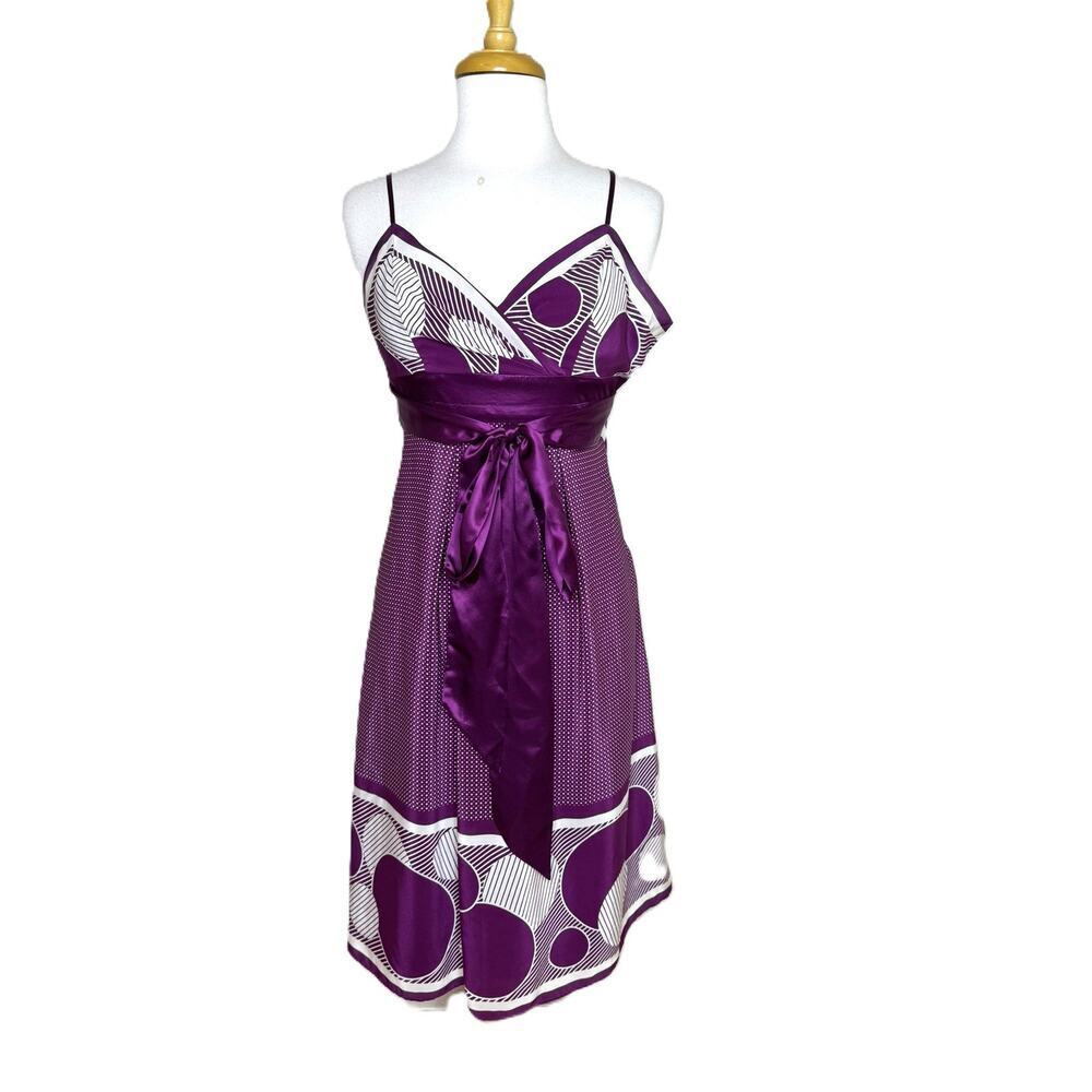 Ted Baker "Betria" Purple Silk Slip Dress, Empire Waist, Midi-Length, Size 1